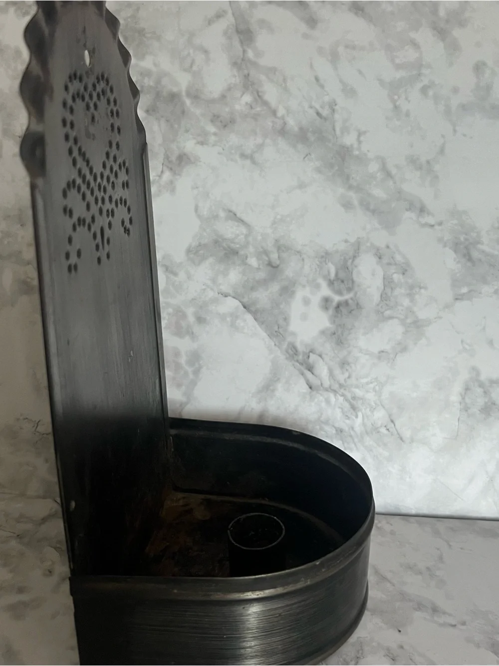 Metal Wall Candle Holder with Heart Cutout - Dark Brushed Finish